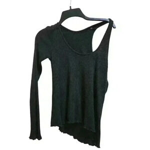 Lovers and friends black one shoulder ribbed tank top size medium